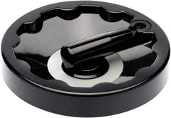 Elesa - 7.01" Diam, Duroplast Handwheel with Fold Away Handle - 1.57" Hub Diam - Eagle Tool & Supply