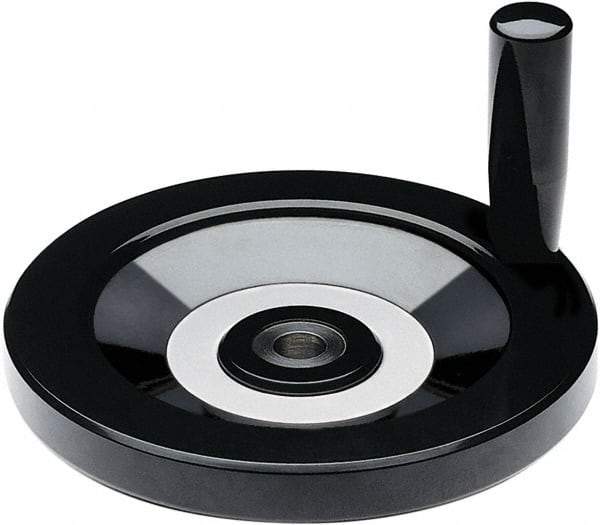 Elesa - 3.94" Diam, Duroplast Handwheel with Handle - 0.94" Hub Diam - Eagle Tool & Supply