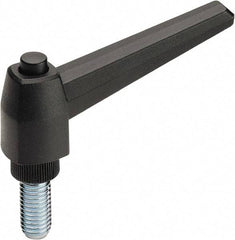 Elesa - 1/2-13, Glass Fiber Reinforced Technopolymer Adjustable Clamping Handle - 2" Stud Length, 3.62" OAL, 2.13" High - Eagle Tool & Supply