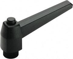 Elesa - 1/2-13, Glass Fiber Reinforced Technopolymer Adjustable Clamping Handle - 4.49" OAL, 2.56" High, .79" Hole Depth - Eagle Tool & Supply