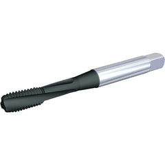 Kennametal - M6x1.00 Metric 3 Flute 6H Modified Bottoming Spiral Flute Tap - Powdered Metal, Nitride Finish, 63.4mm OAL, Right Hand Flute, Right Hand Thread, D5, Series T662 - Exact Industrial Supply