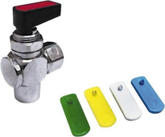 Value Collection - 3/8" Pipe, Brass Miniature Ball Valve - Right Angle, FNPT x FNPT Ends, Wedge Handle, 250 WOG - Eagle Tool & Supply