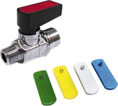 Value Collection - 3/8" Pipe, Brass Miniature Ball Valve - Inline - One Way Flow, MNPT x FNPT Ends, Wedge Handle, 250 WOG - Eagle Tool & Supply