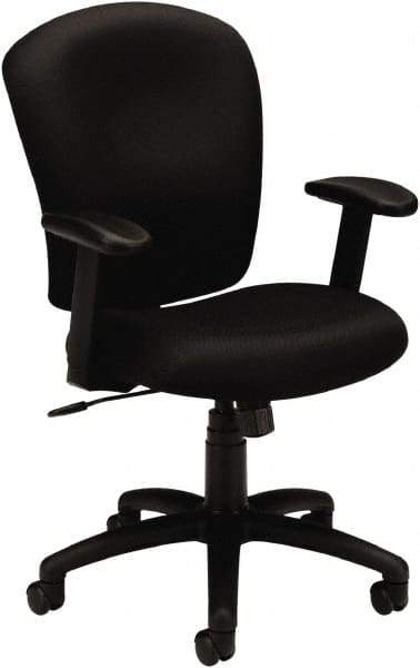 Basyx - 41" High Task Chair - 26" Wide x 34-1/2" Deep, 100% Polyester Seat, Black - Eagle Tool & Supply