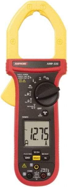 Amprobe - AMP-330, CAT IV, CAT III, Digital True RMS Clamp Meter with 2.0079" Clamp On Jaws - 1000 VAC/VDC, 1000 AC/DC Amps, Measures Voltage, Capacitance, Current, microAmps, Resistance, Temperature - Eagle Tool & Supply