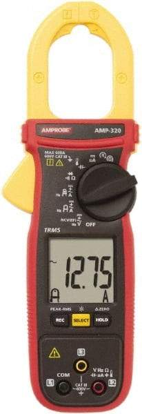 Amprobe - AMP-320, CAT III, Digital True RMS Clamp Meter with 1.378" Clamp On Jaws - 600 VAC/VDC, 600 AC/DC Amps, Measures Voltage, Capacitance, Current, microAmps, Resistance, Temperature - Eagle Tool & Supply