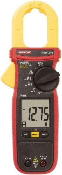 Amprobe - AMP-210, CAT III, Digital True RMS Clamp Meter with 1.1811" Clamp On Jaws - 600 VAC/VDC, 600 AC Amps, Measures Voltage, Capacitance, Current, microAmps, Resistance, Temperature - Eagle Tool & Supply