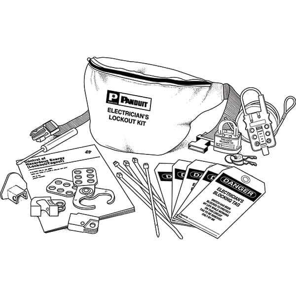 Panduit - 12 Piece Electrical Lockout Kit - Keyed Differently, Comes in Pouch - Eagle Tool & Supply