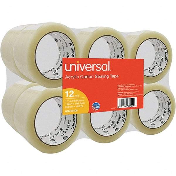 UNIVERSAL - 48mm Wide x 1.7mm Thick x 100m Long, 66100 Box Sealing & Label Protection Tape - Clear - Eagle Tool & Supply