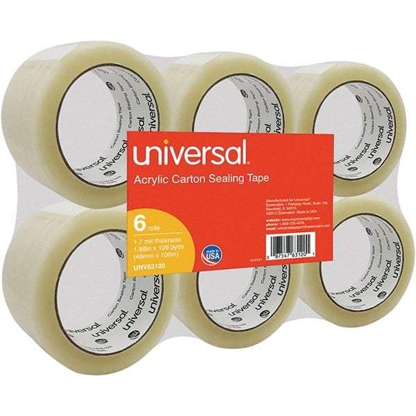 UNIVERSAL - 48mm Wide x 1.7mm Thick x 100m Long, 63120 Box Sealing & Label Protection Tape - Clear - Eagle Tool & Supply