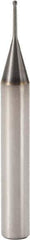 Seco - 0.5mm Diam, 0.5mm LOC, 2 Flute Solid Carbide Ball End Mill - MEGA-T Finish, Single End, 50mm OAL, 6mm Shank Diam, Spiral Flute - Eagle Tool & Supply