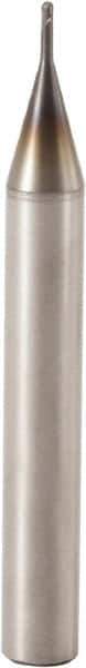 Seco - 1mm Diam, 0.75mm LOC, 2 Flute Solid Carbide Ball End Mill - MEGA-64-T Finish, Single End, 50mm OAL, 6mm Shank Diam, Spiral Flute - Eagle Tool & Supply