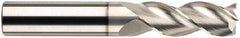 SGS - 1/2", 2-1/2" LOC, 1/2" Shank Diam, 5" OAL, 3 Flute, Solid Carbide Square End Mill - Single End, Uncoated, Spiral Flute, 38° Helix, Centercutting, Right Hand Cut, Right Hand Flute, Series 43 - Eagle Tool & Supply