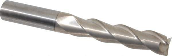 SGS - 3/4", 3-1/4" LOC, 3/4" Shank Diam, 6" OAL, 3 Flute, Solid Carbide Square End Mill - Single End, TiB2 Finish, Spiral Flute, 38° Helix, Right Hand Cut, Right Hand Flute, Series 43 - Eagle Tool & Supply