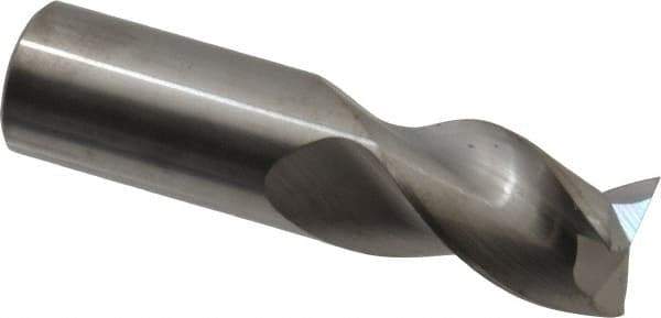 SGS - 3/4", 1" LOC, 3/4" Shank Diam, 3" OAL, 3 Flute, Solid Carbide Square End Mill - Single End, Uncoated, Spiral Flute, 38° Helix, Right Hand Cut, Right Hand Flute, Series 43 - Eagle Tool & Supply