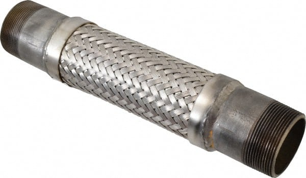 Made in USA - 12" OAL, 2" ID, 450 Max psi, Flexible Metal Hose Assembly - Eagle Tool & Supply