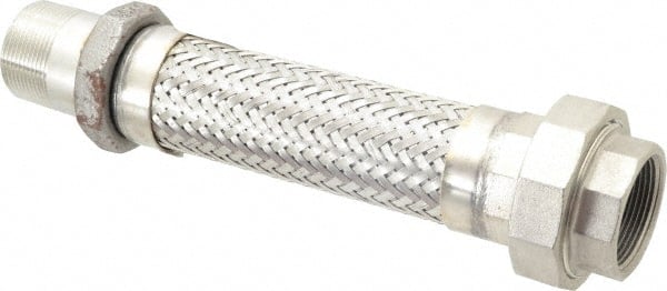 Made in USA - 12" OAL, 1-1/2" ID, 410 Max psi, Flexible Metal Hose Assembly - Eagle Tool & Supply