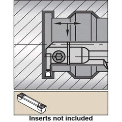 Kennametal - A-A4E, Internal, Left Hand, 7mm Max Depth of Cut, 2mm Min Groove Width, Indexable Grooving Tool Holder - A4G0200M02P02B Insert Compatibility, 20mm Shank Width, 200mm OAL, Through Coolant - Eagle Tool & Supply