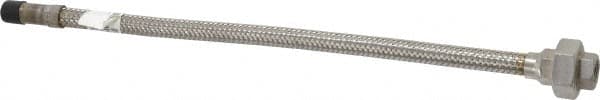 Made in USA - 18" OAL, 3/8" ID, 1,450 Max psi, Flexible Metal Hose Assembly - Eagle Tool & Supply