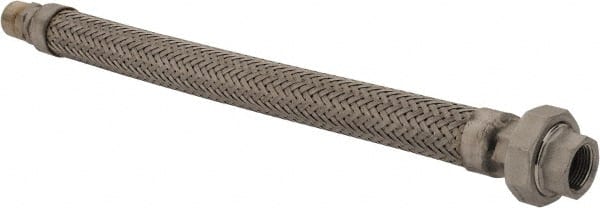 Made in USA - 18" OAL, 3/4" ID, 600 Max psi, Flexible Metal Hose Assembly - Eagle Tool & Supply