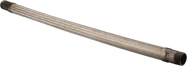 Made in USA - 36" OAL, 1-1/4" ID, 450 Max psi, Flexible Metal Hose Assembly - Eagle Tool & Supply