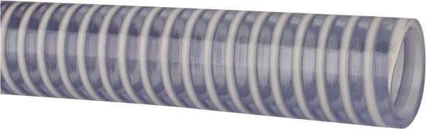 Made in USA - 1" Inside x 1-1/4" Outside Diam, PVC Liquid Suction & Discharge Hose - Clear, 100' Long, 28 Vacuum Rating, 100 psi Working Pressure - Eagle Tool & Supply