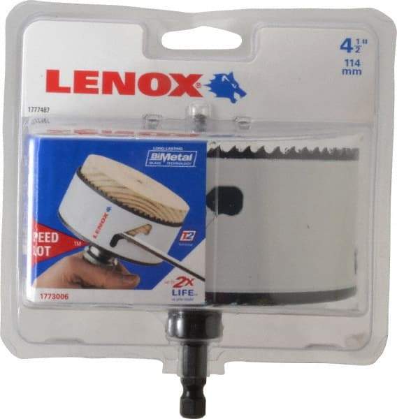 Lenox - 4-1/2" Diam, 1-1/2" Cutting Depth, Hole Saw - Bi-Metal Saw, Toothed Edge - Eagle Tool & Supply