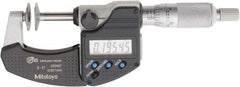 Mitutoyo - 0 to 1 Inch, Ratchet Stop Thimble, IP65 Water Resistance, Electronic Disc Micrometer - 0.0002 Inch Accuracy, 20mm Disc, 0.00005 Inch Resolution - Eagle Tool & Supply