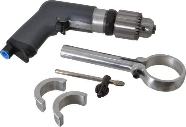 Ingersoll-Rand - 1/2" Reversible Keyed Chuck - Pistol Grip Handle, 900 RPM, 17 CFM, 0.4 hp, 90 psi - Eagle Tool & Supply