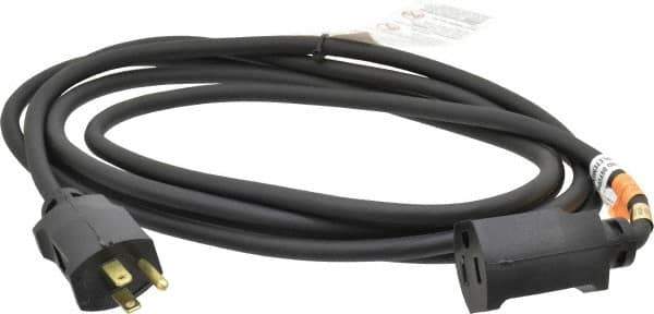 Southwire - 10', 16/3 Gauge/Conductors, Black Outdoor Extension Cord - 1 Receptacle, 13 Amps, UL SJEOW, NEMA 5-15P, 5-15R - Eagle Tool & Supply