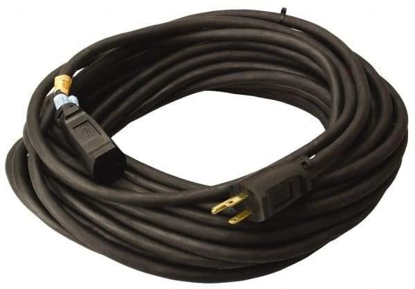 Southwire - 100', 12/3 Gauge/Conductors, Black Outdoor Extension Cord - 1 Receptacle, 15 Amps, UL SJEOW, NEMA 5-15P, 5-15R - Eagle Tool & Supply
