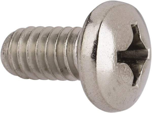 Value Collection - 1/4-20 UNC, 1/2" Length Under Head Phillips Drive Machine Screw - Pan Head, Grade 316 Stainless Steel, Uncoated, Without Washer - Eagle Tool & Supply