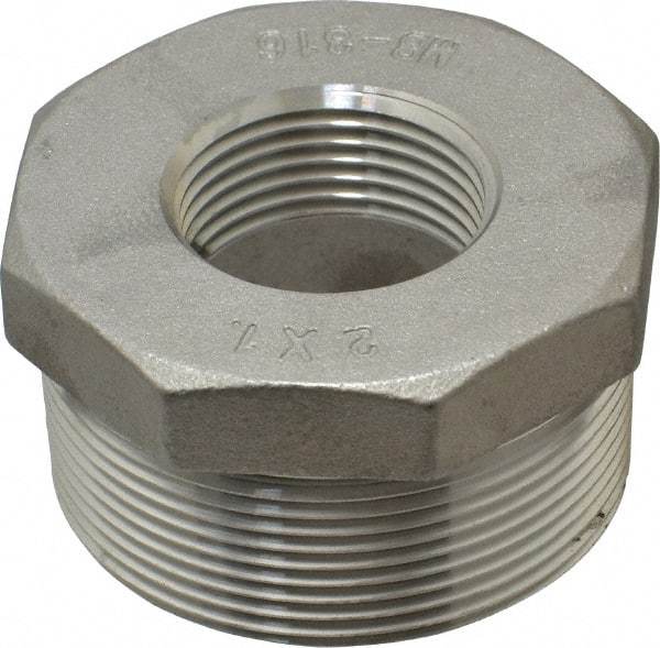 Merit Brass - 2 x 1" Grade 316 Stainless Steel Pipe Hex Bushing - MNPT x FNPT End Connections, 150 psi - Eagle Tool & Supply