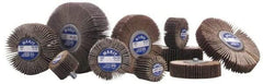 Merit Abrasives - 2" Diam x 1/2" Face Width, Extra Fine Aluminum Oxide Coated Mounted Flap Wheel - 1/4-20 Threaded Mount, 320 Grit, Cloth Backing, 25,000 Max RPM - Eagle Tool & Supply