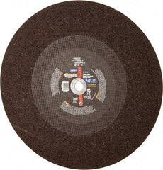 Norton - 20" Aluminum Oxide Cutoff Wheel - 3/16" Thick, 1" Arbor, 2,710 Max RPM, Use with Stationary Tools - Eagle Tool & Supply