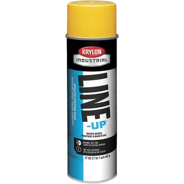 Krylon - 17 fl oz Yellow Striping Paint - 234 to 332 Sq Ft/Gal Coverage, Water-Based Formula - Eagle Tool & Supply