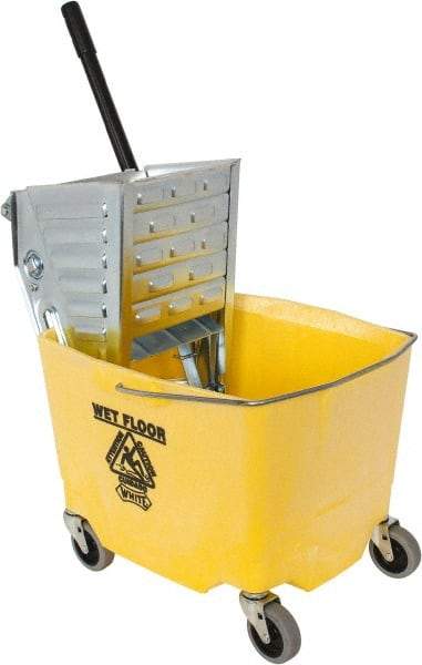 Value Collection - 35 Qt Plastic Metal Bucket & Wringer - 3" Long, Yellow - Eagle Tool & Supply