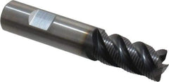 Kennametal - 3/4" Diam, 1-1/2" LOC, 4 Flute Solid Carbide 0.05" Corner Radius Roughing End Mill - AlTiN Finish, 4" OAL, 3/4" Shank Diam, Single End, Centercutting, 40° Helix - Eagle Tool & Supply