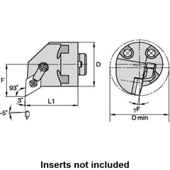 Kennametal - Right Hand Cut, 33.02mm Min Bore Diam, Size H16 Modular Boring Cutting Unit Head - Through Coolant, Compatible with DN.. - Eagle Tool & Supply