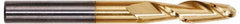Hertel - 3/4" Diam, 2-1/4" LOC, 2 Flute Solid Carbide Ball End Mill - TiN Finish, Single End, 5" OAL, 3/4" Shank Diam - Eagle Tool & Supply