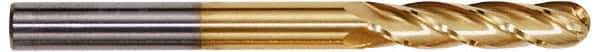 Hertel - 3/8" Diam, 1-1/2" LOC, 4 Flute Solid Carbide Ball End Mill - TiN Finish, Single End, 6" OAL, 3/8" Shank Diam - Eagle Tool & Supply