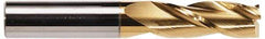 Hertel - 5/8", 1-1/4" LOC, 5/8" Shank Diam, 3-1/2" OAL, 3 Flute, Solid Carbide Square End Mill - Single End, TiN Finish, Spiral Flute, 30° Helix, Centercutting, Right Hand Cut - Eagle Tool & Supply