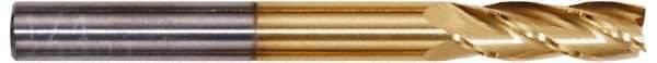 Hertel - 13/64", 5/8" LOC, 1/4" Shank Diam, 2-1/2" OAL, 4 Flute, Solid Carbide Square End Mill - Single End, TiN Finish, Spiral Flute, 30° Helix, Centercutting, Right Hand Cut, Right Hand Flute - Eagle Tool & Supply