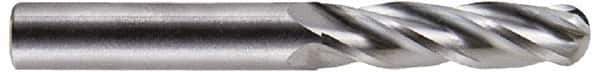 Hertel - 7/16" Diam, 3" LOC, 4 Flute Solid Carbide Ball End Mill - Uncoated, Single End, 6" OAL, 7/16" Shank Diam - Eagle Tool & Supply