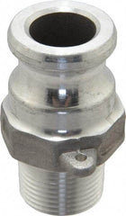 EVER-TITE Coupling Products - 3/4" Aluminum Cam & Groove Suction & Discharge Hose Male Adapter Male NPT Thread - Part F, 3/4" Thread, 250 Max psi - Eagle Tool & Supply
