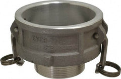 EVER-TITE Coupling Products - 4" Aluminum Cam & Groove Suction & Discharge Hose Female Coupler Male NPT Thread - Part B, 3" Thread, 100 Max psi - Eagle Tool & Supply