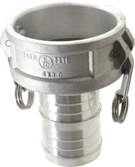 EVER-TITE Coupling Products - 4" Aluminum Cam & Groove Suction & Discharge Hose Female Coupler Hose Shank - Part C, 100 Max psi - Eagle Tool & Supply