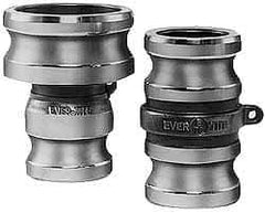 EVER-TITE Coupling Products - 1-1/2" Aluminum Cam & Groove Suction & Discharge Hose Spool Adapter - 2" Thread, 250 Max psi - Eagle Tool & Supply