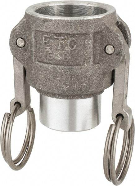 EVER-TITE Coupling Products - 1" Aluminum Cam & Groove Suction & Discharge Hose Female Coupler Female NPT Thread - Part D, 1" Butt Weld Thread, 250 Max psi - Eagle Tool & Supply