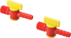 Value Collection - 2 Piece, 1/4" ID Coolant Hose Nipple Valve - Male to Female Connection, POM Body, 1/4 NPT, Use with Snap Together Hose Systems - Eagle Tool & Supply